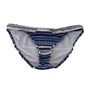 Polo Ralph Lauren Bikini Bottom Blue White Textured Stripe Size M Swim Preppy